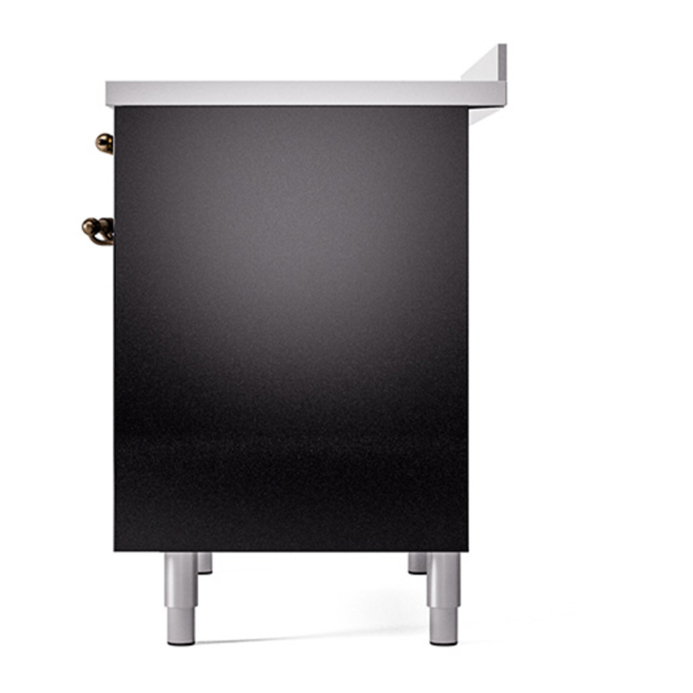 ILVE UPDI406QNMPBKB Nostalgie II 40 inch Induction Range with 6 Elements (Solid Door, Glossy Black, Burnished) 7 ILVE_UPDI406QNMPBKB_right_side