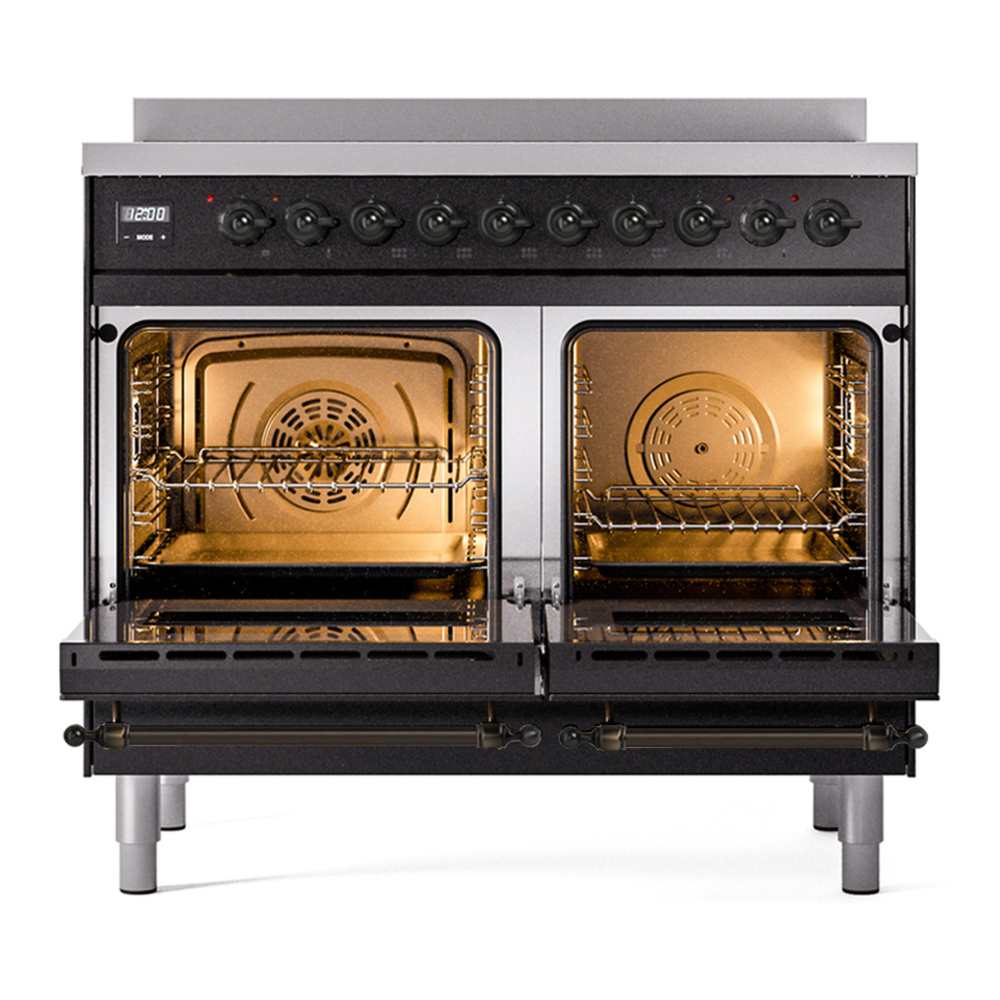ILVE UPDI406QNMPBKB Nostalgie II 40 inch Induction Range with 6 Elements (Solid Door, Glossy Black, Burnished) 9 ILVE UPDI406NMP Nostalgie II 40 inch Induction Range with 6 Elements