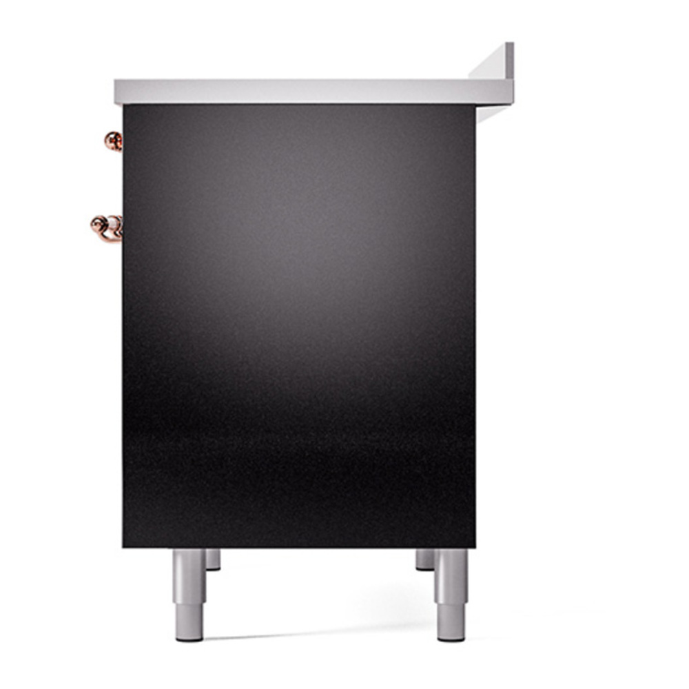 ILVE UPDI406QNMPBKP Nostalgie II 40 inch Induction Range with 6 Elements (Solid Door, Glossy Black, Copper) 8 ILVE_UPDI406QNMPBKP_right_side