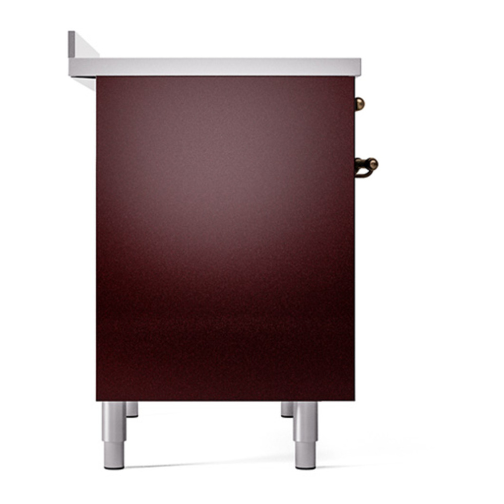 ILVE UPDI406QNMPBUB Nostalgie II 40 inch Induction Range with 6 Elements (Solid Door, Burgundy, Burnished) 7 ILVE_UPDI406QNMPBUB_left_side