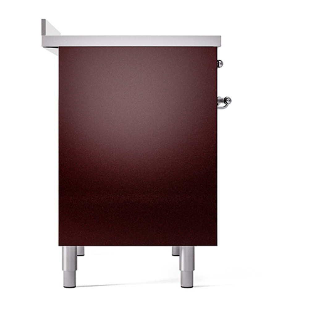 ILVE UPDI406QNMPBUC Nostalgie II 40 inch Induction Range with 6 Elements (Solid Door, Burgundy, Chrome) 7 ILVE_UPDI406QNMPBUC_left_side