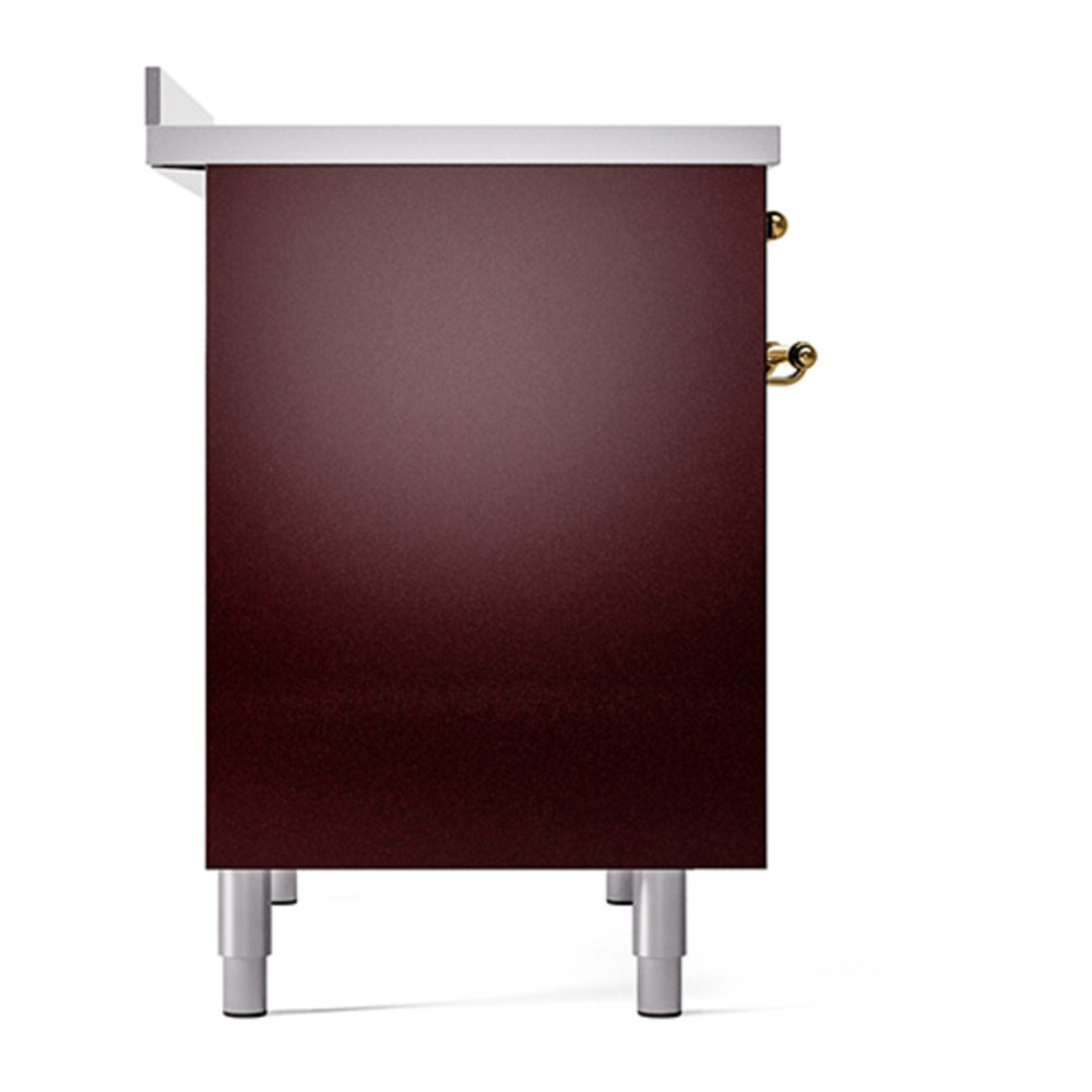 ILVE UPDI406QNMPBUG Nostalgie II 40 inch Induction Range with 6 Elements (Solid Door, Burgundy, Brass) 7 ILVE_UPDI406QNMPBUG_left_side