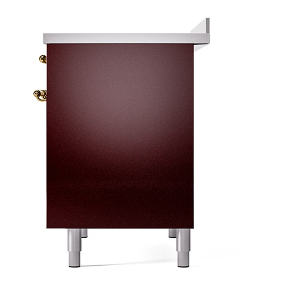 ILVE UPDI406QNMPBUG Nostalgie II 40 inch Induction Range with 6 Elements (Solid Door, Burgundy, Brass) 8 ILVE_UPDI406QNMPBUG_right_side
