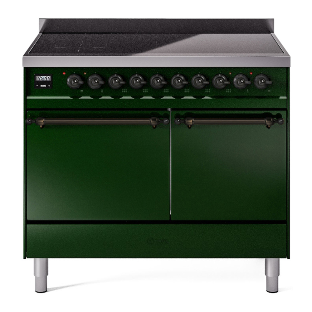 ILVE UPDI406QNMPEGB Nostalgie II 40 inch Induction Range with 6 Elements (Solid Door, Emerald Green, Burnished) 1 UPDI406QNMPEGB
