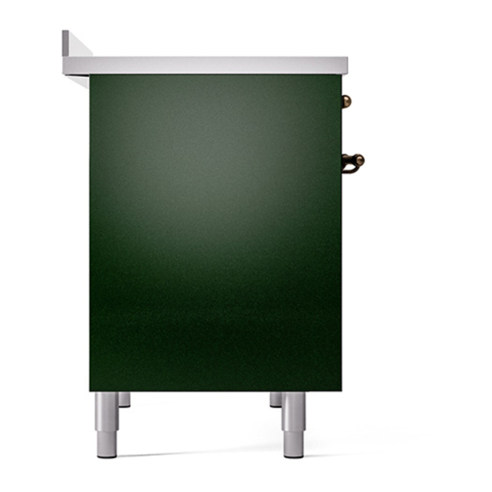 ILVE UPDI406QNMPEGB Nostalgie II 40 inch Induction Range with 6 Elements (Solid Door, Emerald Green, Burnished) 7 ILVE_UPDI406QNMPEGB_left_side