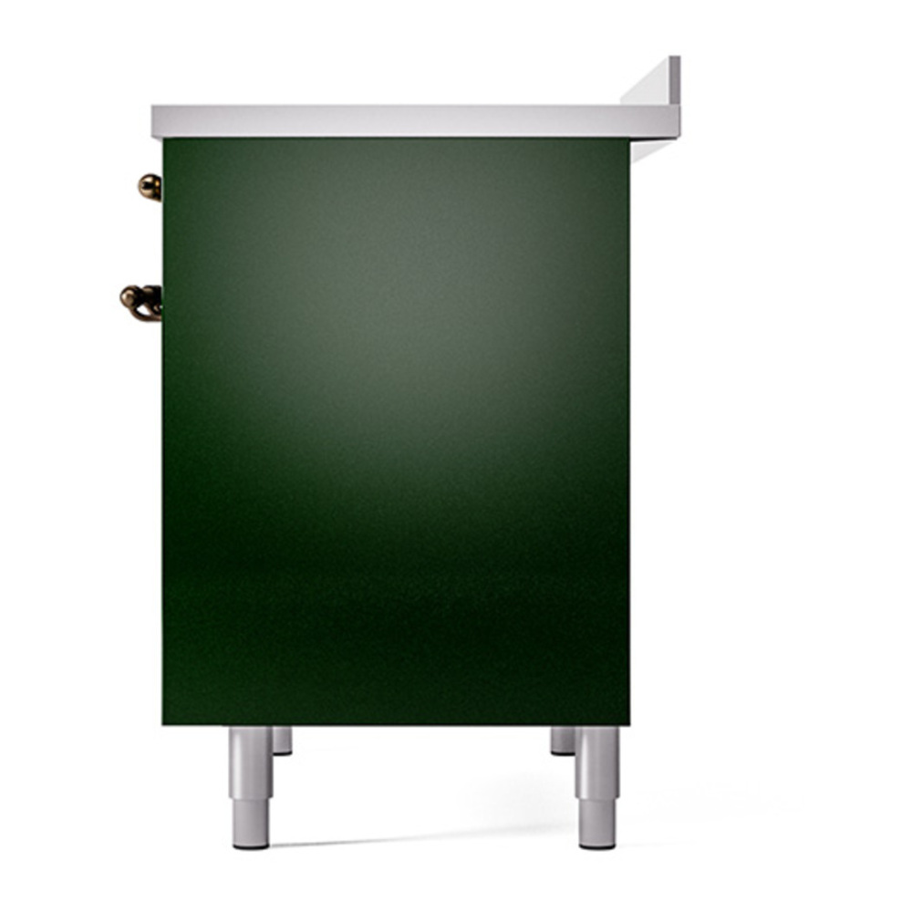 ILVE UPDI406QNMPEGB Nostalgie II 40 inch Induction Range with 6 Elements (Solid Door, Emerald Green, Burnished) 8 ILVE_UPDI406QNMPEGB_right_side