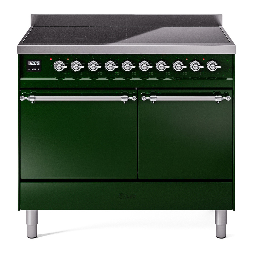 ILVE UPDI406QNMPEGC Nostalgie II 40 inch Induction Range with 6 Elements (Solid Door, Emerald Green, Chrome) 1 UPDI406QNMPEGC