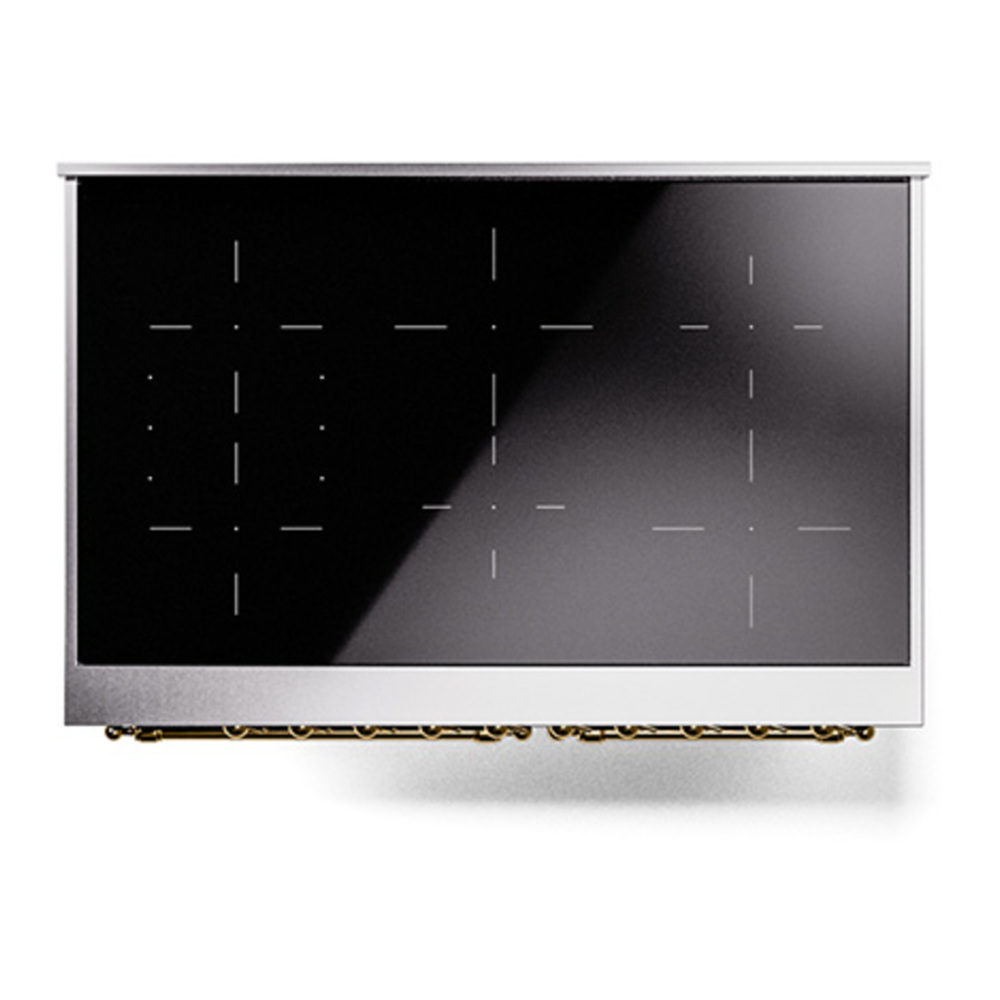 ILVE UPDI406QNMPEGG Nostalgie II 40 inch Induction Range with 6 Elements (Solid Door, Emerald Green, Brass) 6 ILVE_UPDI406QNMPEGG_top_view