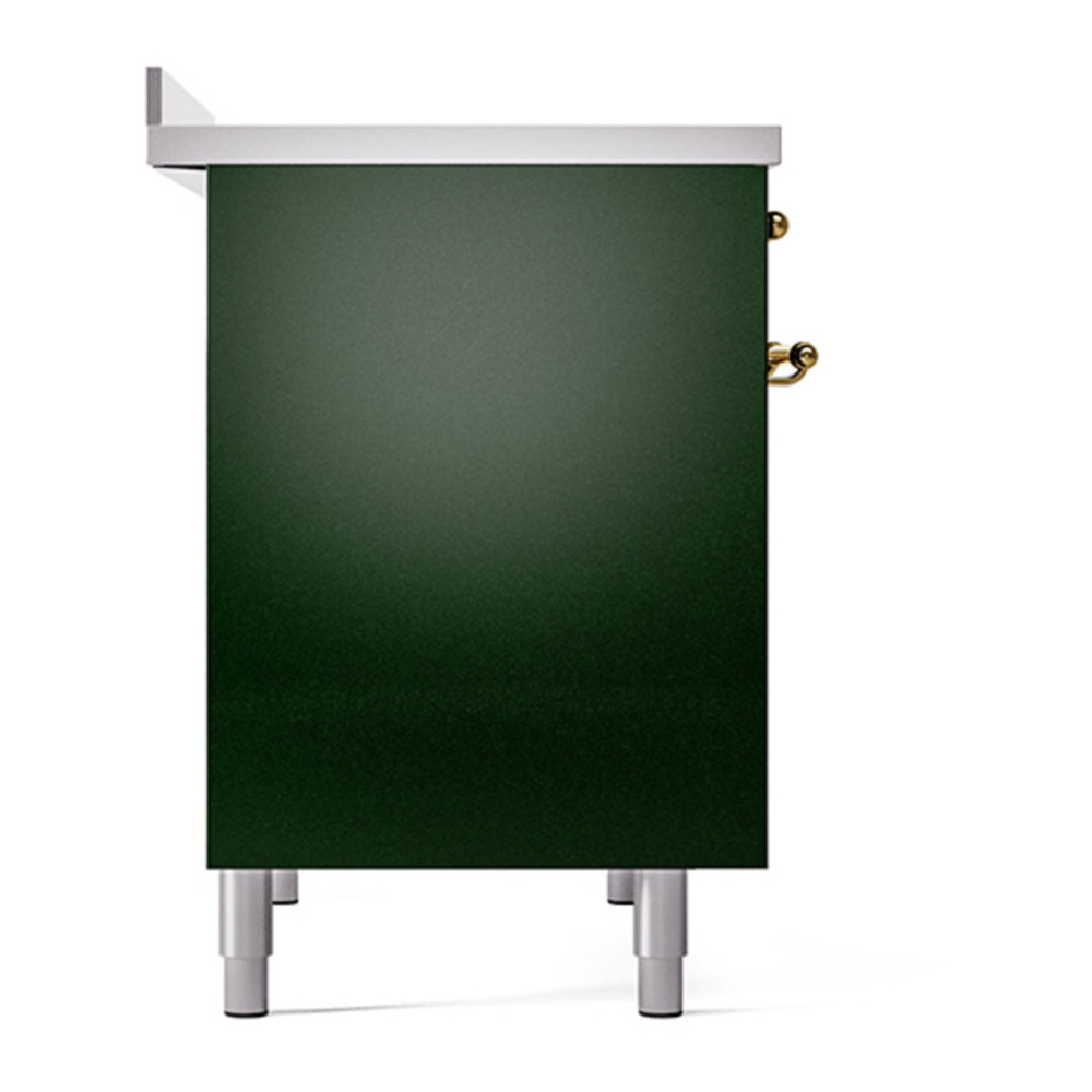 ILVE UPDI406QNMPEGG Nostalgie II 40 inch Induction Range with 6 Elements (Solid Door, Emerald Green, Brass) 7 ILVE_UPDI406QNMPEGG_left_side