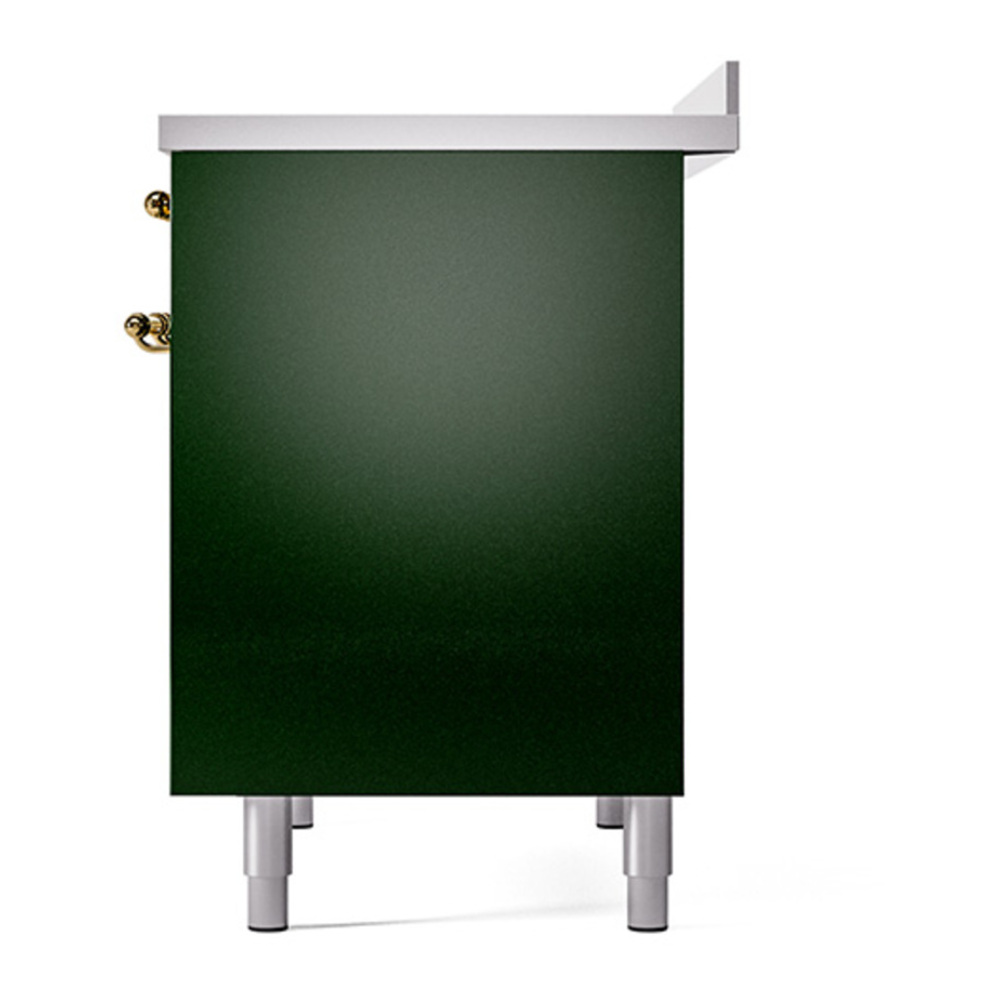 ILVE UPDI406QNMPEGG Nostalgie II 40 inch Induction Range with 6 Elements (Solid Door, Emerald Green, Brass) 8 ILVE_UPDI406QNMPEGG_right_side