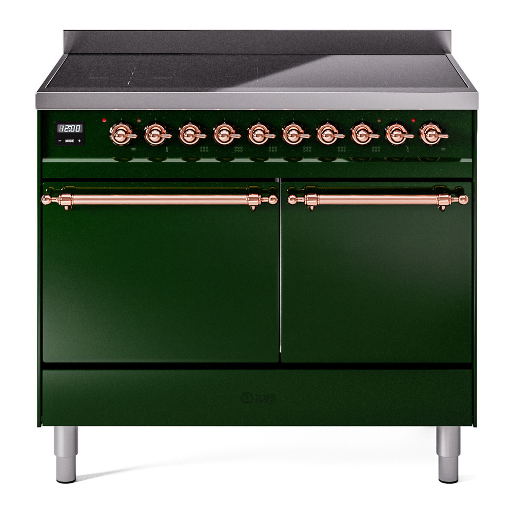 ILVE UPDI406QNMPEGP Nostalgie II 40 inch Induction Range with 6 Elements (Solid Door, Emerald Green, Copper) 1 UPDI406QNMPEGP
