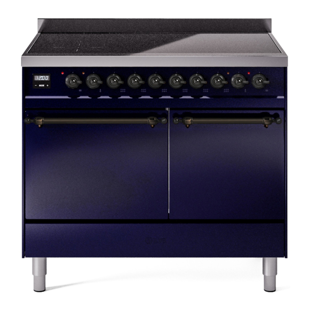 ILVE UPDI406QNMPMBB Nostalgie II 40 inch Induction Range with 6 Elements (Solid Door, Midnight Blue, Burnished) 1 UPDI406QNMPMBB