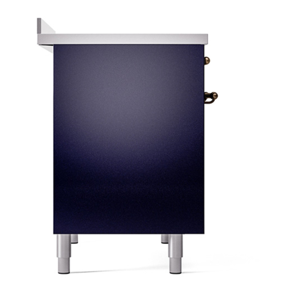 ILVE UPDI406QNMPMBB Nostalgie II 40 inch Induction Range with 6 Elements (Solid Door, Midnight Blue, Burnished) 7 ILVE_UPDI406QNMPMBB_left_side