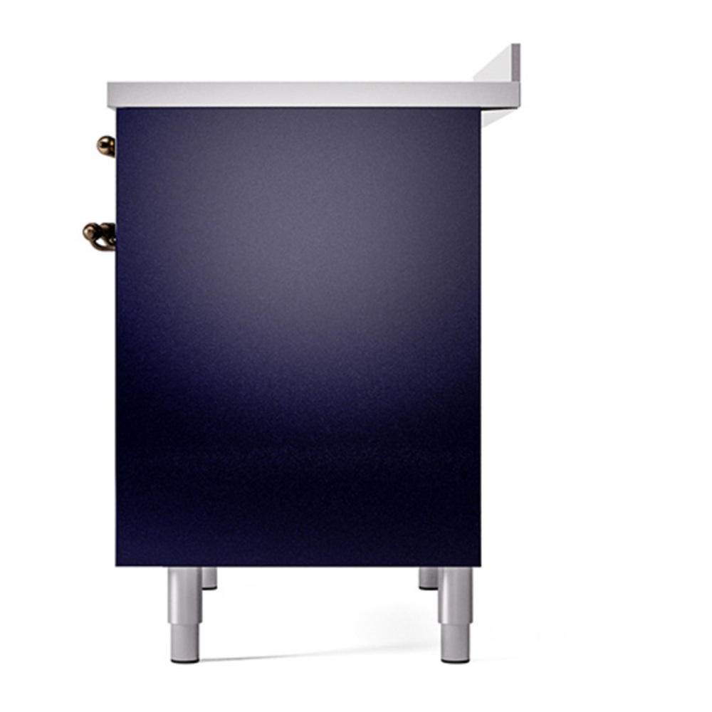ILVE UPDI406QNMPMBB Nostalgie II 40 inch Induction Range with 6 Elements (Solid Door, Midnight Blue, Burnished) 8 ILVE_UPDI406QNMPMBB_right_side