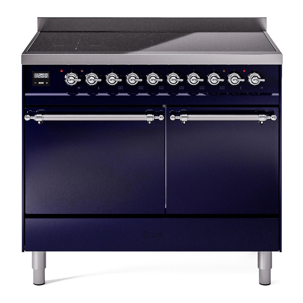 ILVE UPDI406QNMPMBC Nostalgie II 40 inch Induction Range with 6 Elements (Solid Door, Midnight Blue, Chrome) 1 UPDI406QNMPMBC
