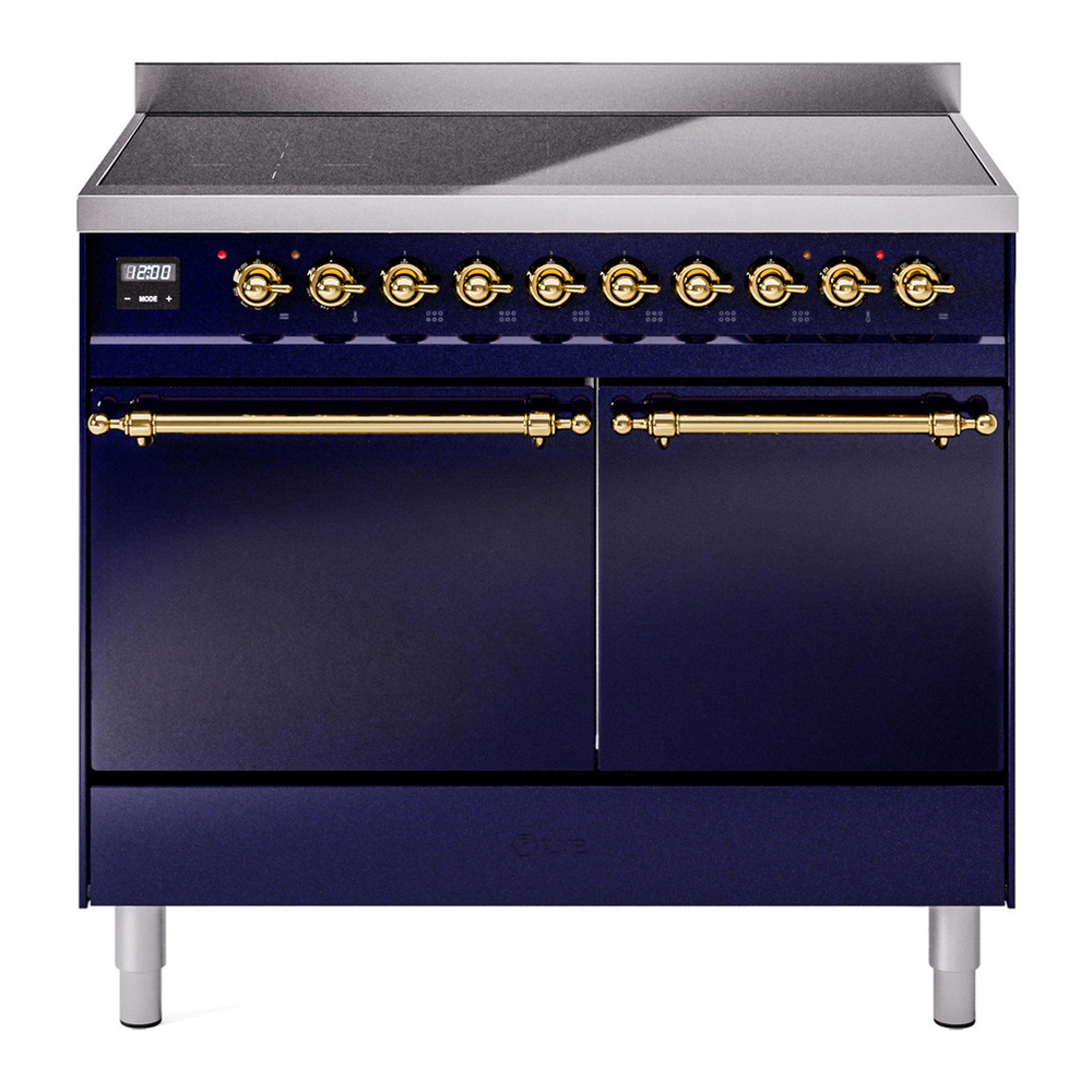 ILVE UPDI406QNMPMBG Nostalgie II 40 inch Induction Range with 6 Elements (Solid Door, Midnight Blue, Brass) 1 UPDI406QNMPMBG