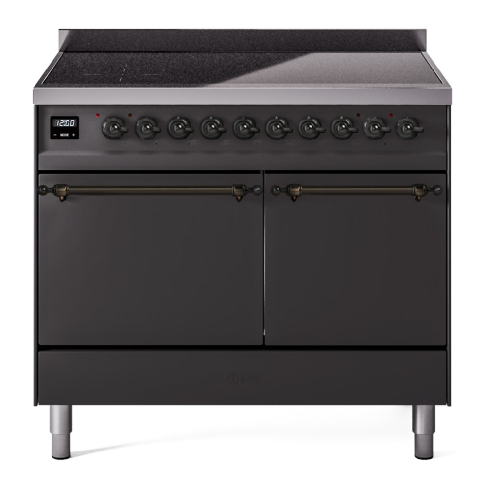 ILVE UPDI406QNMPMGB Nostalgie II 40 inch Induction Range with 6 Elements (Solid Door, Graphite Matte, Burnished) 1 UPDI406QNMPMGB