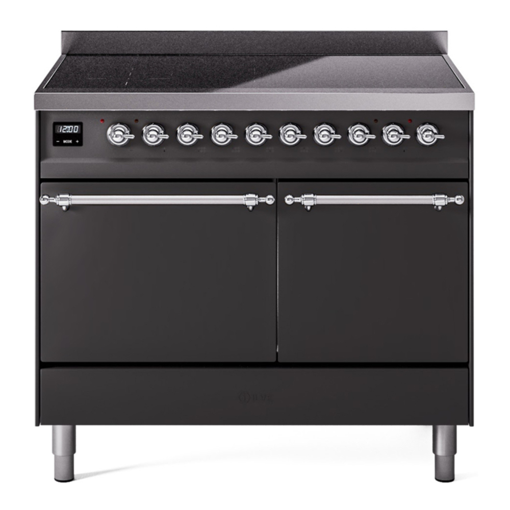 ILVE UPDI406QNMPMGC Nostalgie II 40 inch Induction Range with 6 Elements (Solid Door, Graphite Matte, Chrome) 1 UPDI406QNMPMGC