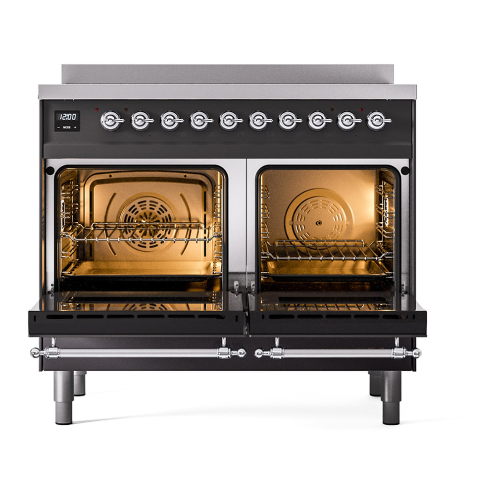 ILVE UPDI406QNMPMGC Nostalgie II 40 inch Induction Range with 6 Elements (Solid Door, Graphite Matte, Chrome) 5 ILVE UPDI406NMP Nostalgie II 40 inch Induction Range with 6 Elements