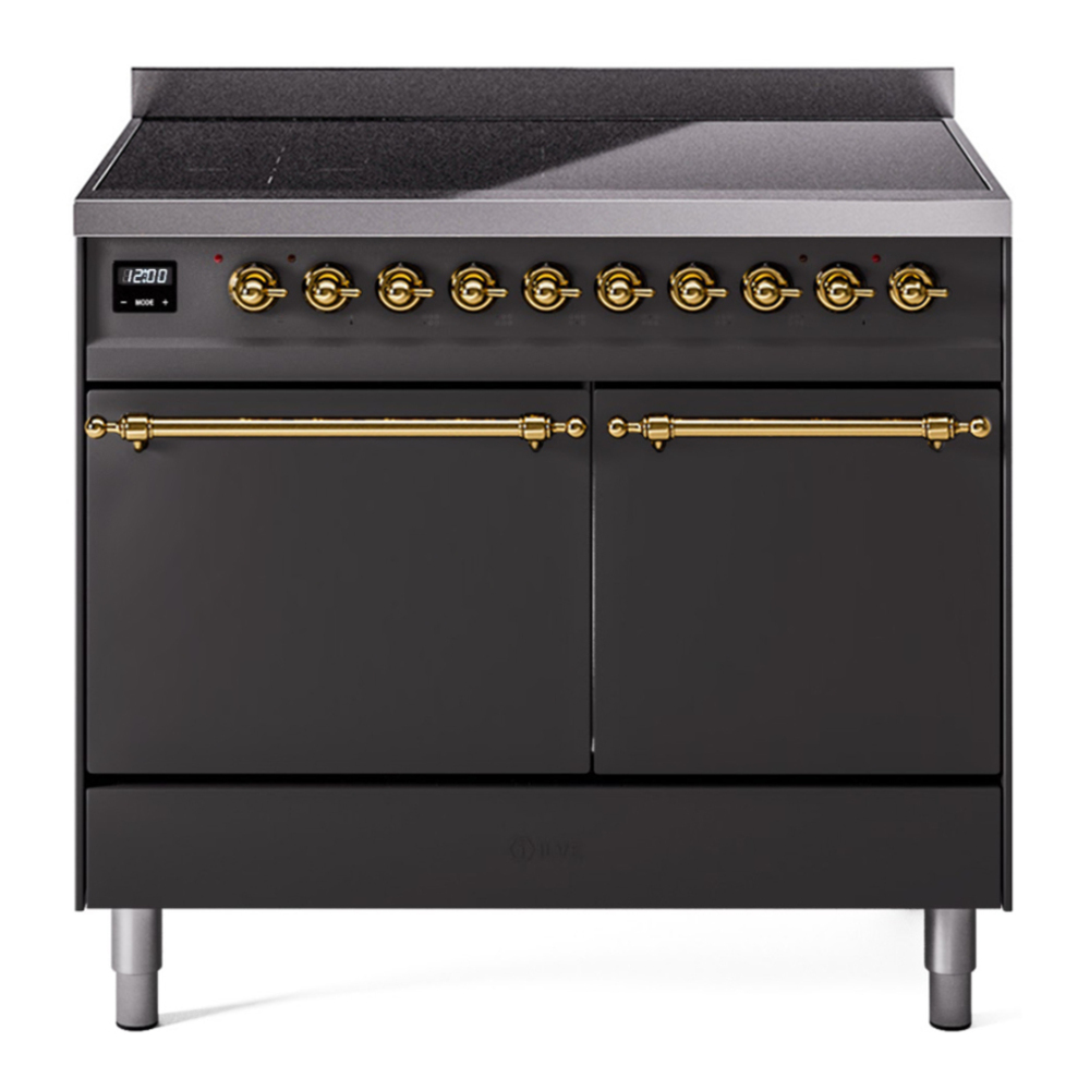 ILVE UPDI406QNMPMGG Nostalgie II 40 inch Induction Range with 6 Elements (Solid Door, Graphite Matte, Brass) 1 UPDI406QNMPMGG