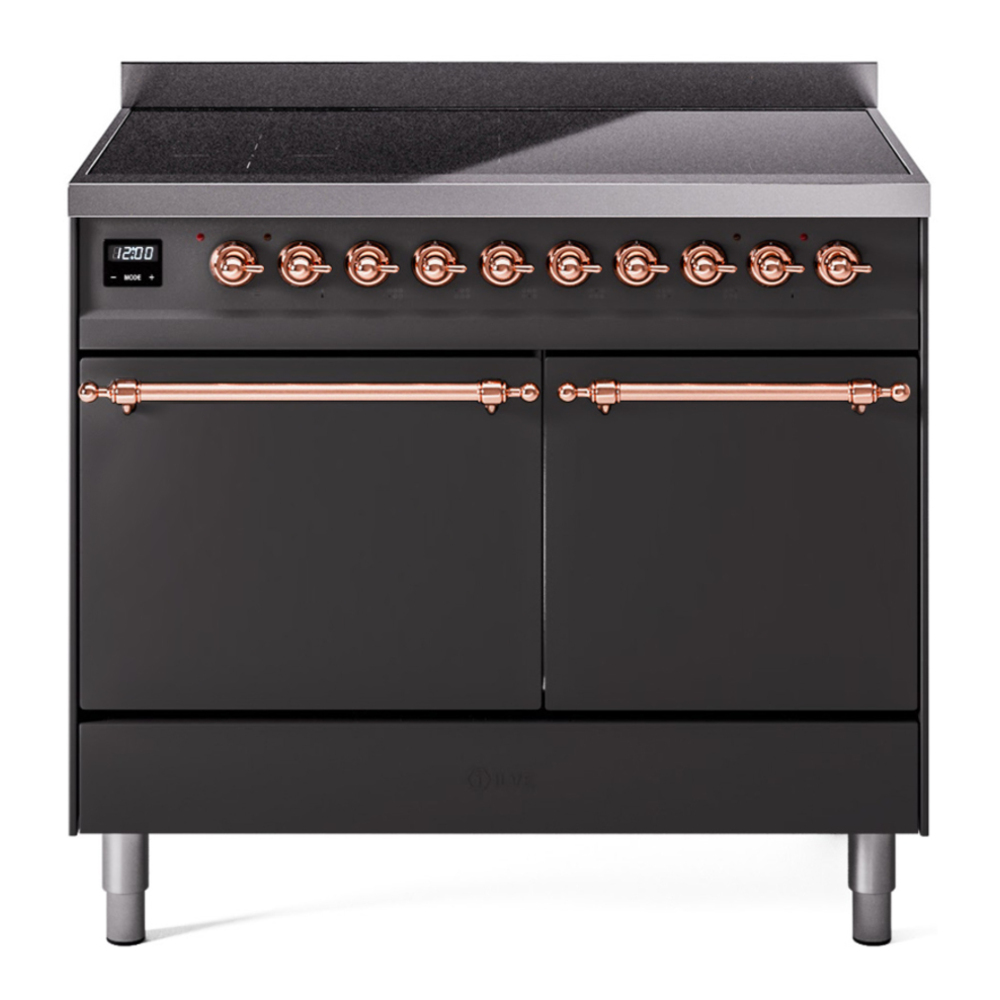 ILVE UPDI406QNMPMGP Nostalgie II 40 inch Induction Range with 6 Elements (Solid Door, Graphite Matte, Copper) 1 UPDI406QNMPMGP