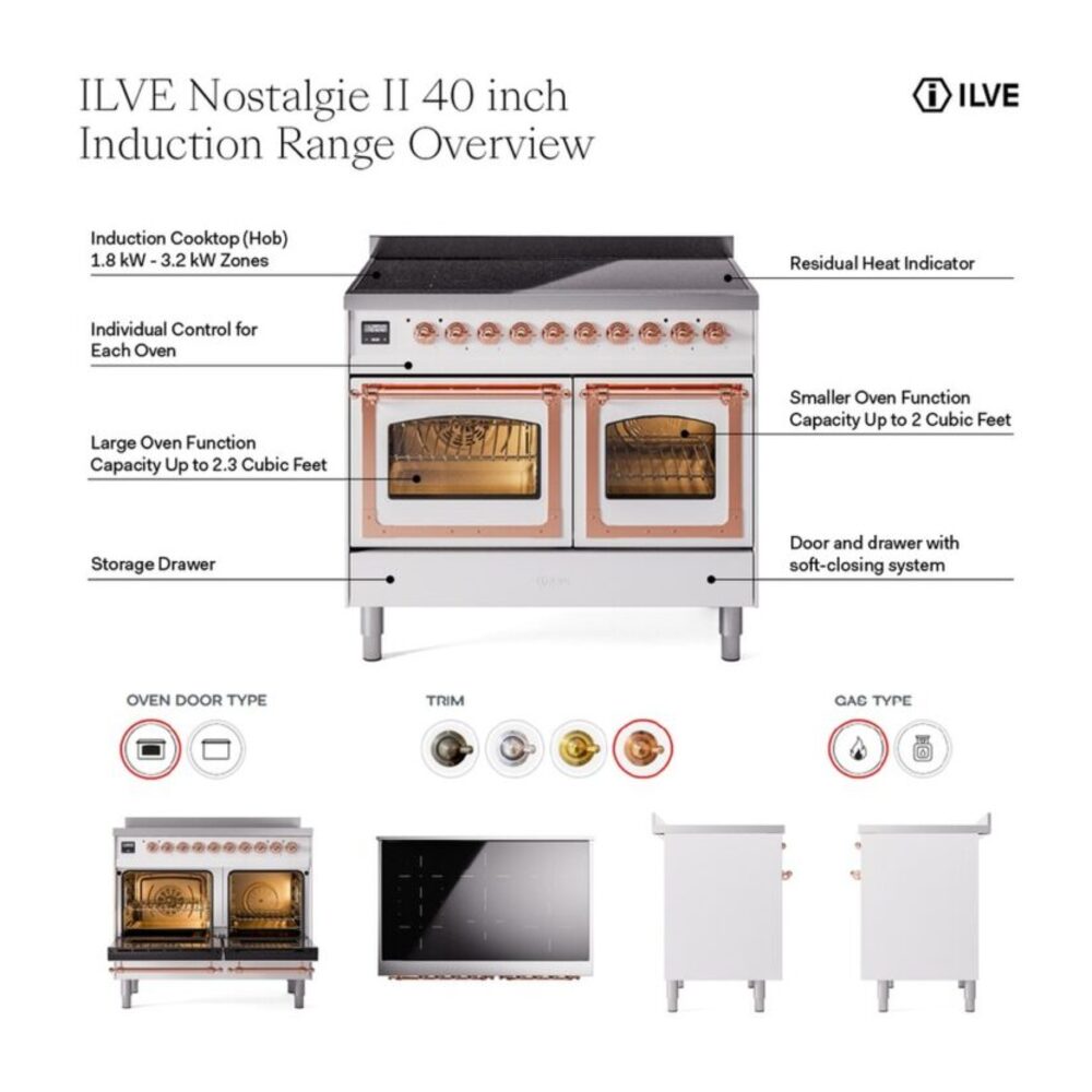 ILVE UPDI406NMP Nostalgie II 40 inch Induction Range with 6 Elements