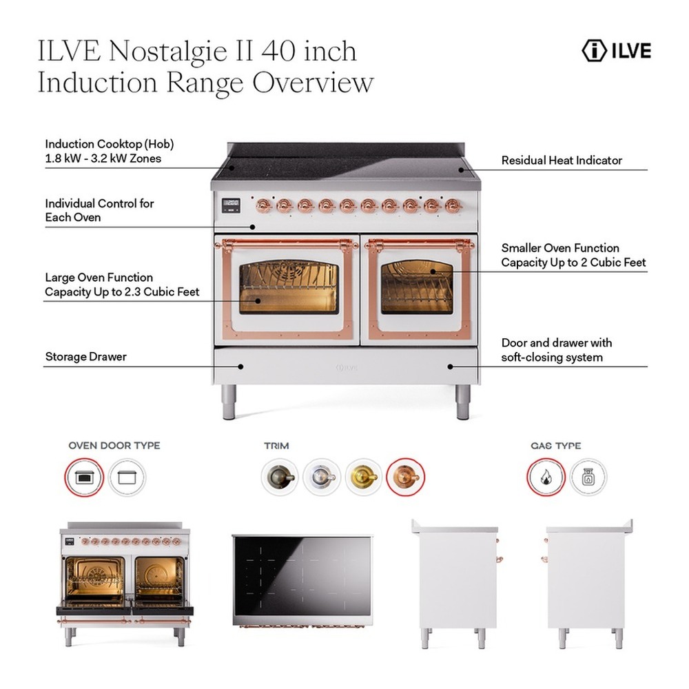ILVE UPDI406NMP Nostalgie II 40 inch Induction Range with 6 Elements