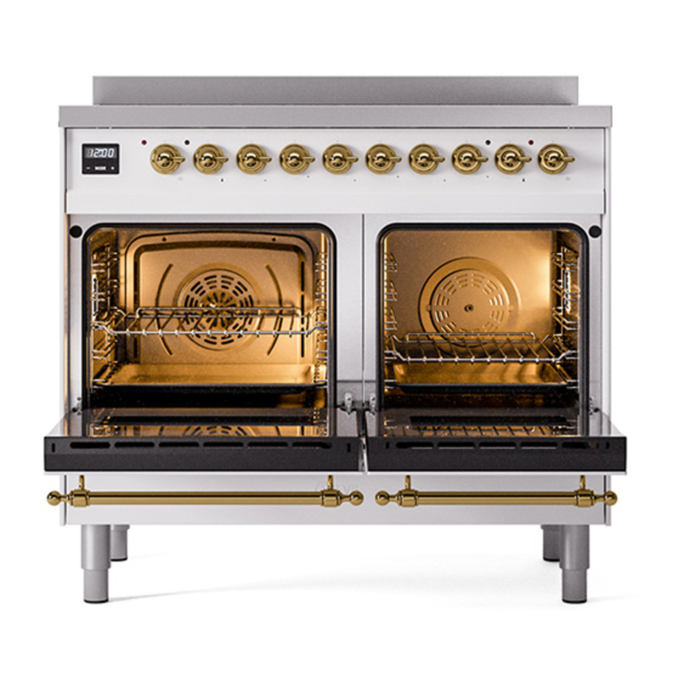 ILVE UPDI406QNMPRAG Nostalgie II 40 inch Induction Range with 6 Elements (Solid Door, RAL, Brass) 5 ILVE_UPDI406QNMPRAG_oven_door_opened