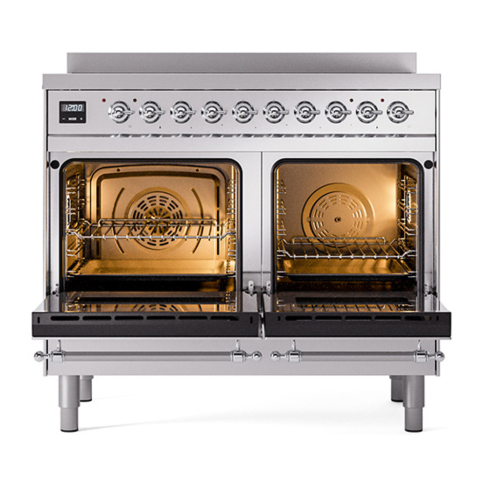 ILVE UPDI406QNMPSSC Nostalgie II 40 inch Induction Range with 6 Elements (Solid Door, Stainless Steel, Chrome) 5 ILVE_UPDI406QNMPSSC_oven_door_opened