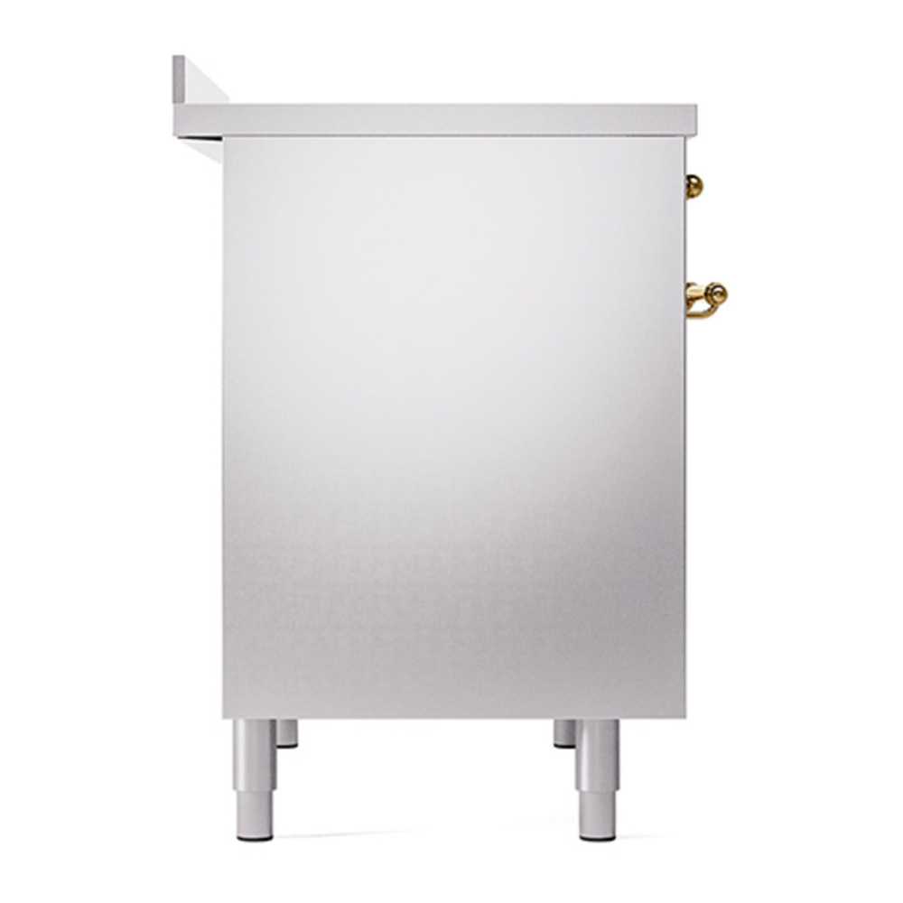 ILVE UPDI406QNMPSSG Nostalgie II 40 inch Induction Range with 6 Elements (Solid Door, Stainless Steel, Brass) 7 ILVE_UPDI406QNMPSSG_left_side