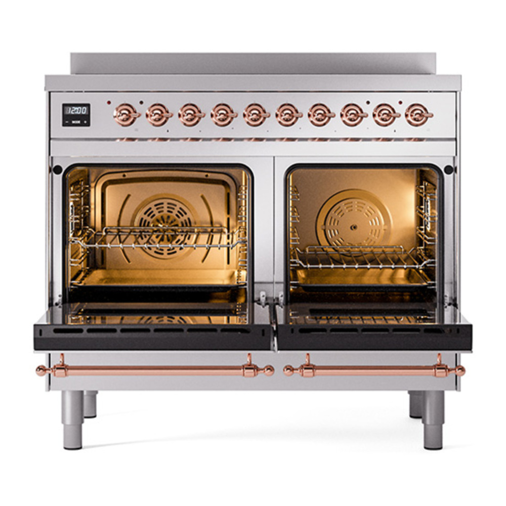 ILVE UPDI406QNMPSSP Nostalgie II 40 inch Induction Range with 6 Elements (Solid Door, Stainless Steel, Copper) 5 ILVE_UPDI406QNMPSSP_oven_door_opened