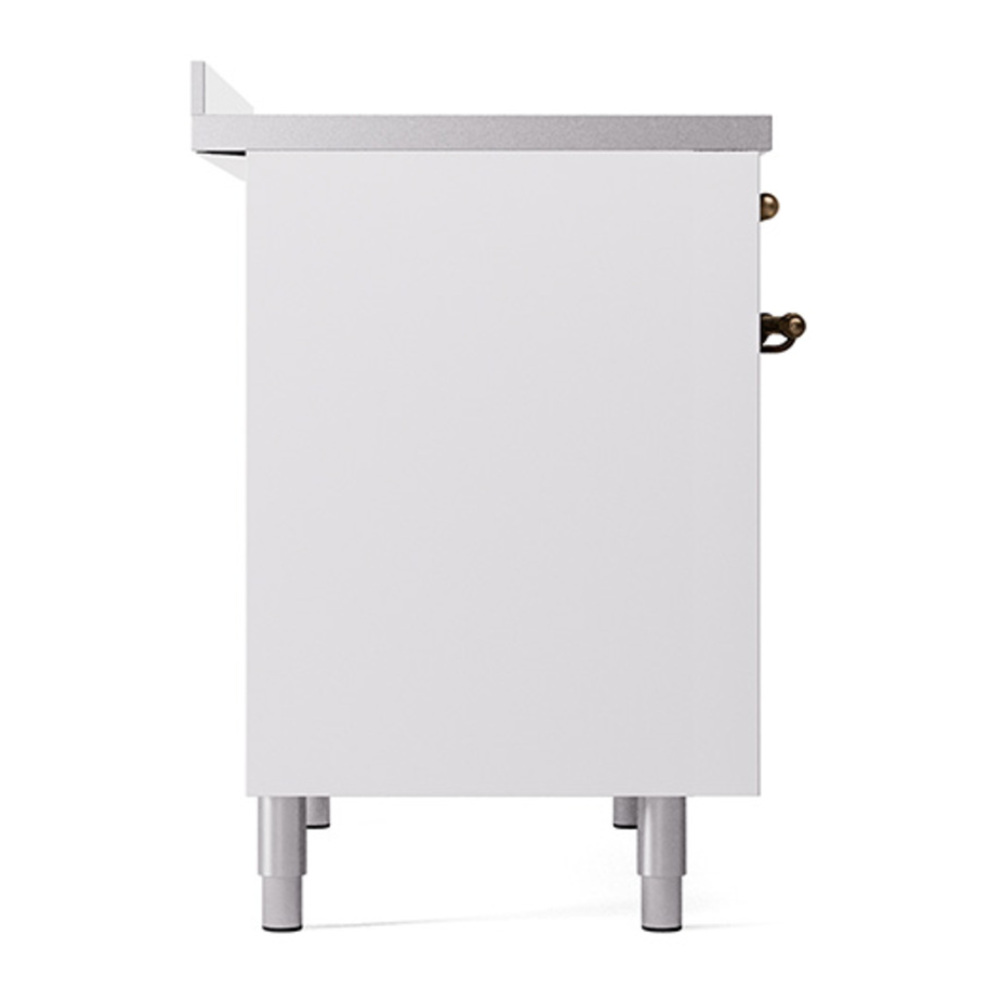 ILVE UPDI406QNMPWHB Nostalgie II 40 inch Induction Range with 6 Elements (Solid Door, White, Burnished) 7 ILVE_UPDI406QNMPWHB_left_side