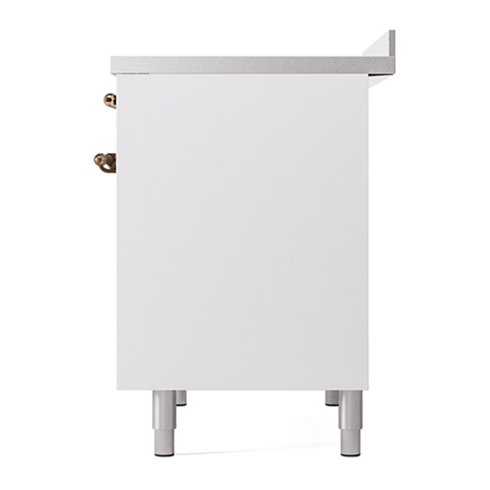 ILVE UPDI406QNMPWHB Nostalgie II 40 inch Induction Range with 6 Elements (Solid Door, White, Burnished) 8 ILVE_UPDI406QNMPWHB_right_side