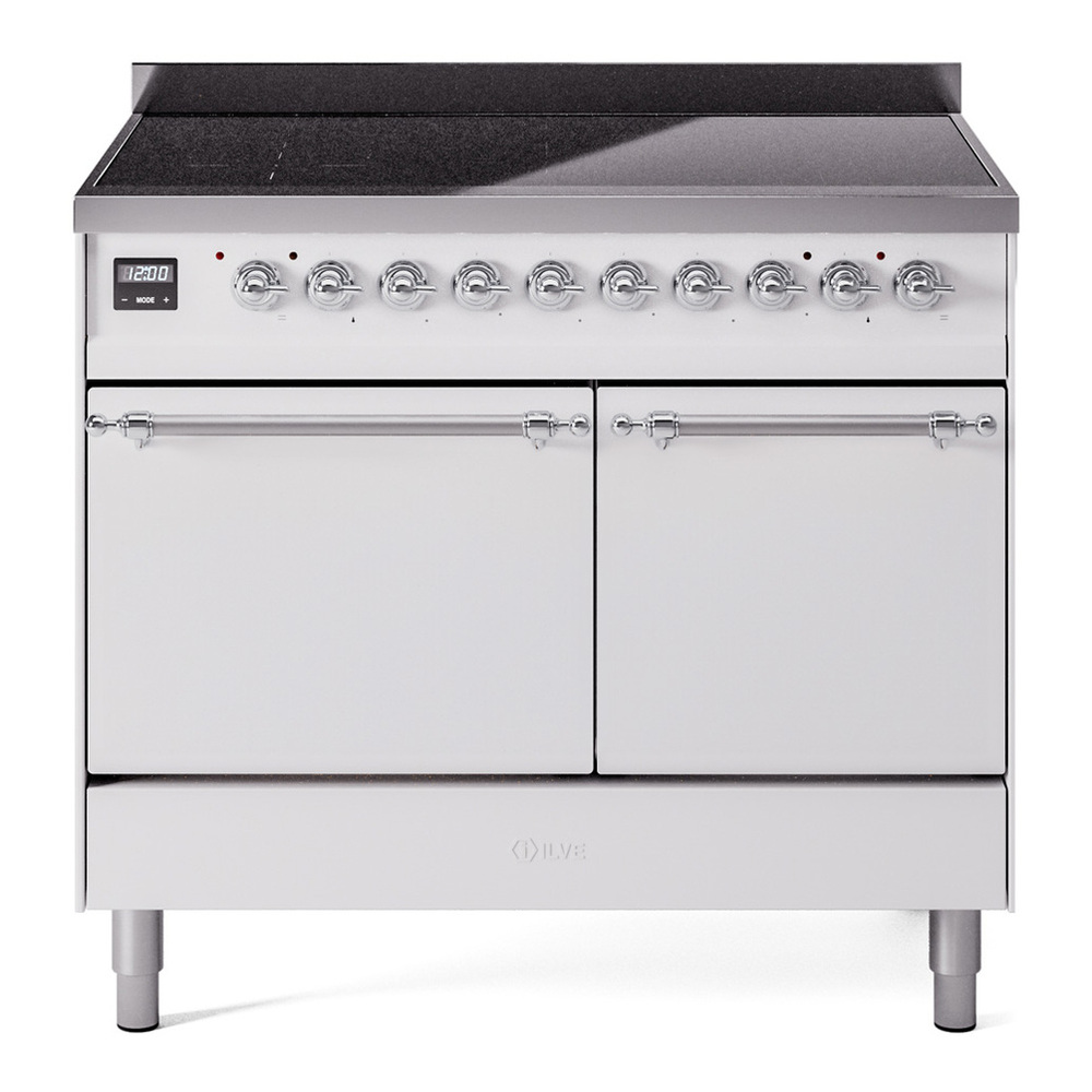 ILVE UPDI406QNMPWHC Nostalgie II 40 inch Induction Range with 6 Elements (Solid Door, White, Chrome) 1 UPDI406QNMPWHC