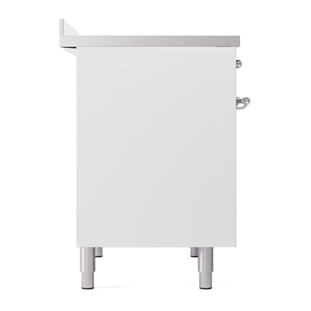 ILVE UPDI406QNMPWHC Nostalgie II 40 inch Induction Range with 6 Elements (Solid Door, White, Chrome) 4 ILVE_UPDI406QNMPWHC_left_side