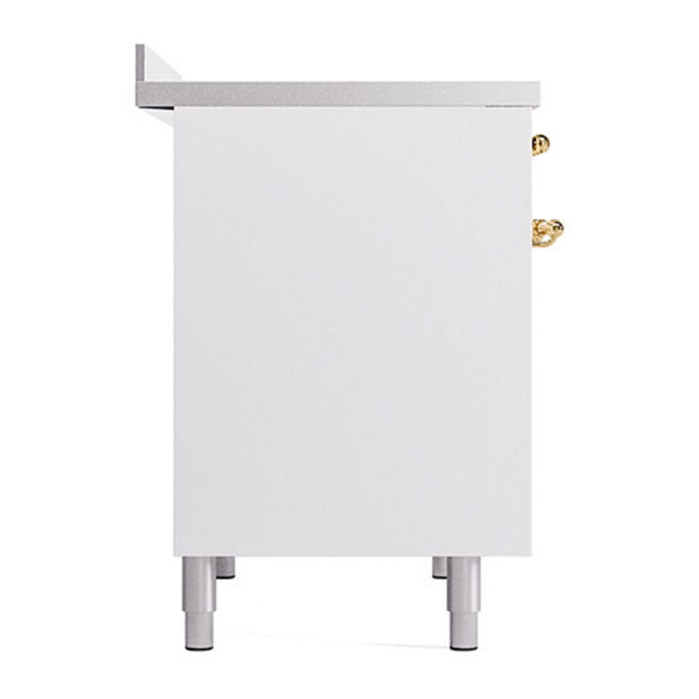 ILVE UPDI406QNMPWHG Nostalgie II 40 inch Induction Range with 6 Elements (Solid Door, White, Brass) 7 ILVE_UPDI406QNMPWHG_left_side
