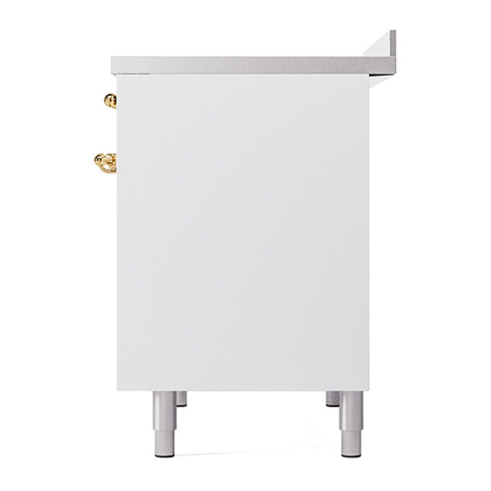 ILVE UPDI406QNMPWHG Nostalgie II 40 inch Induction Range with 6 Elements (Solid Door, White, Brass) 8 ILVE_UPDI406QNMPWHG_right_side