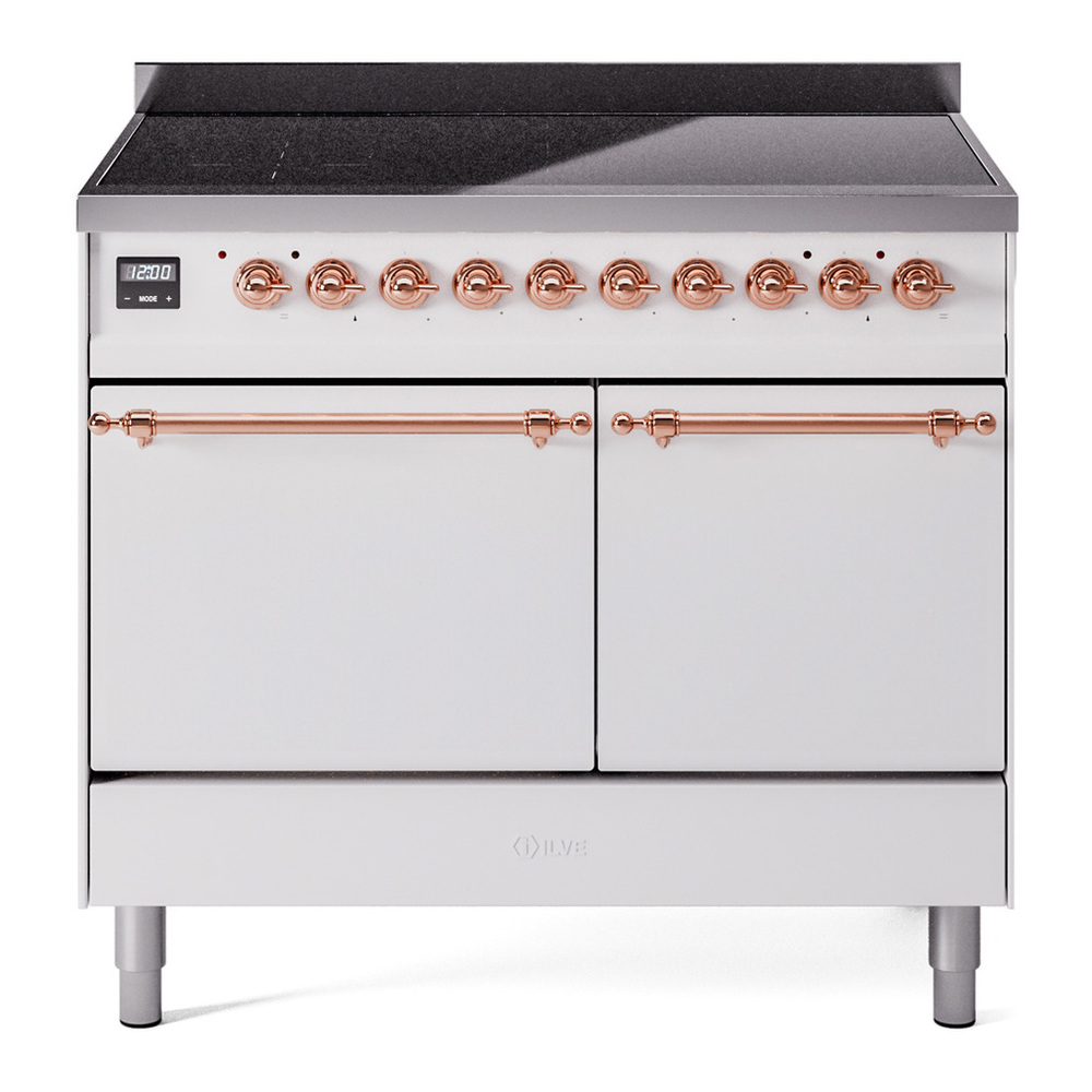 ILVE UPDI406QNMPWHP Nostalgie II 40 inch Induction Range with 6 Elements (Solid Door, White, Copper) 1 UPDI406QNMPWHP