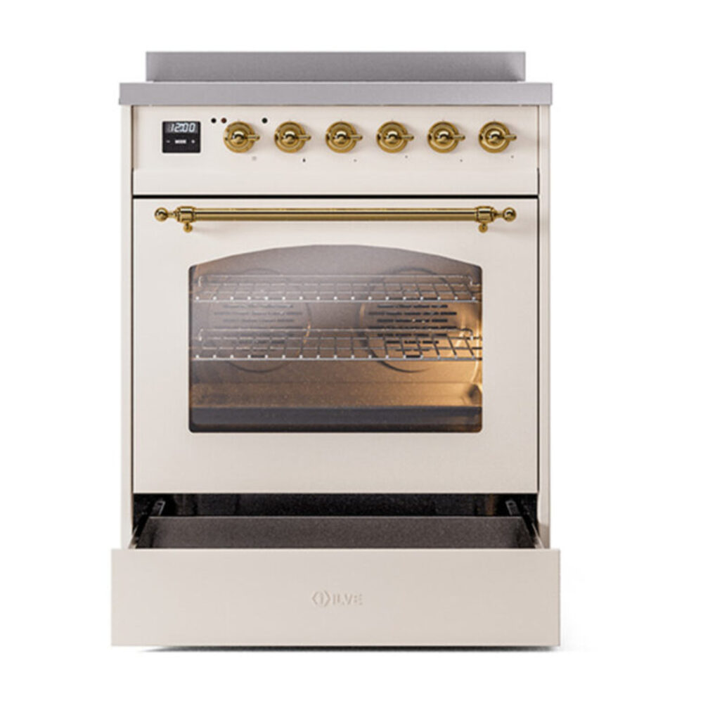 ILVE_UPI304NMPAWG_Nostalgie_II_30"_Dual_Fuel_Range_drawer_opened