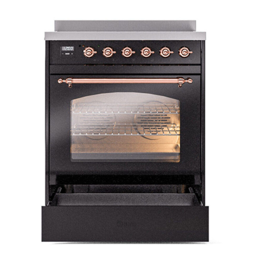 ILVE_UPI304NMPBKP_Nostalgie_II_30"_Dual_Fuel_Range_drawer_opened