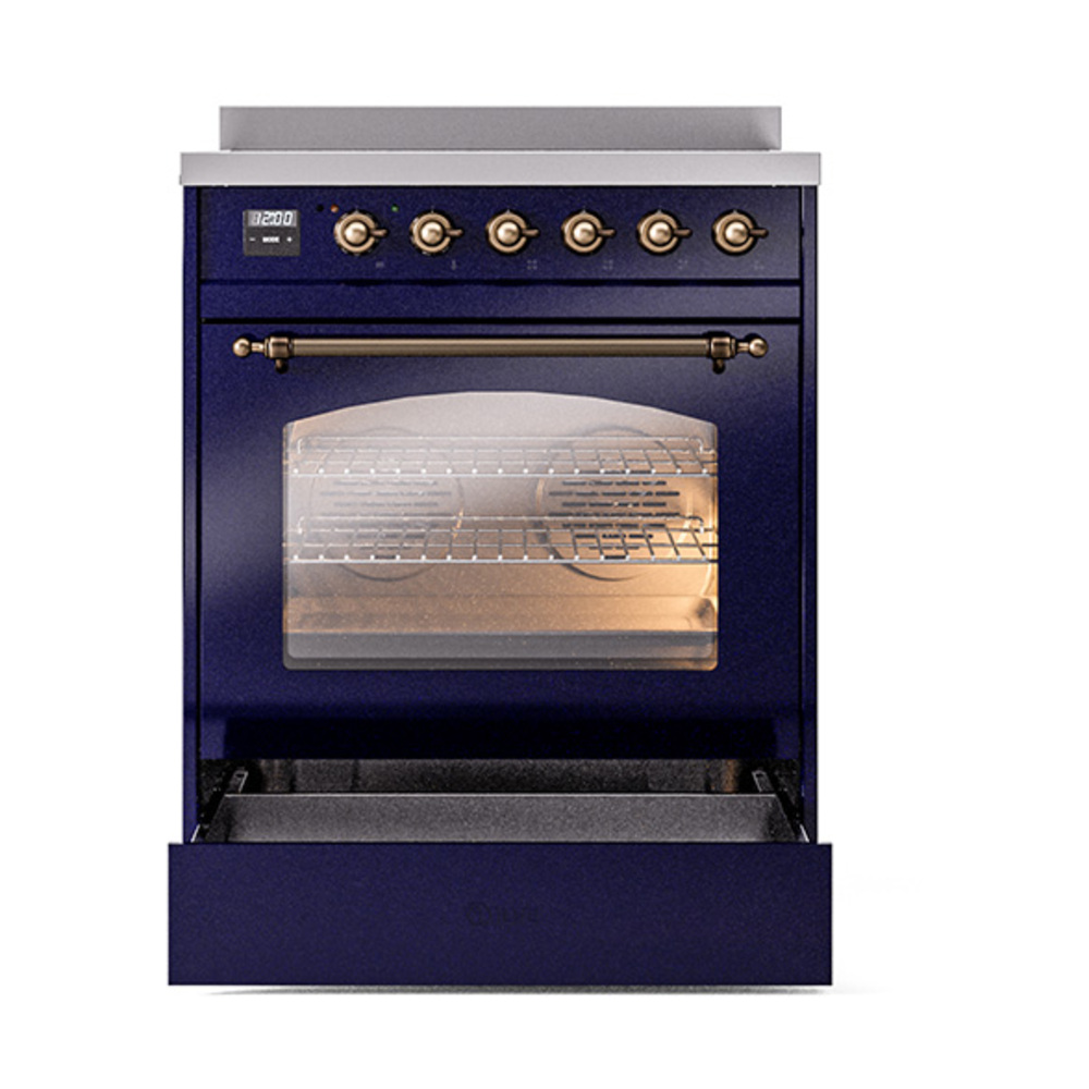 ILVE_UPI304NMPMBB_Nostalgie_II_30"_Dual_Fuel_Range_drawer_opened