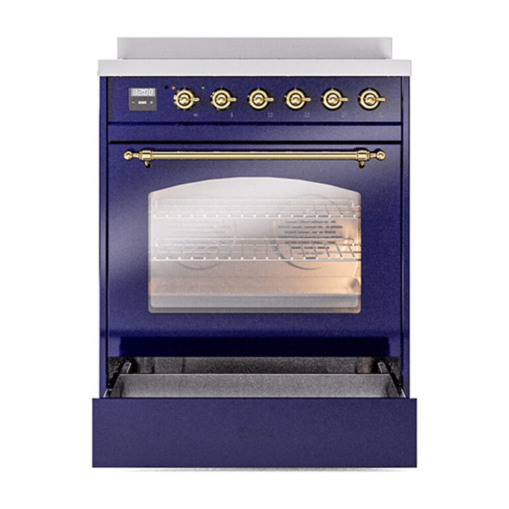 ILVE_UPI304NMPMBG_Nostalgie_II_30"_Dual_Fuel_Range_drawer_opened
