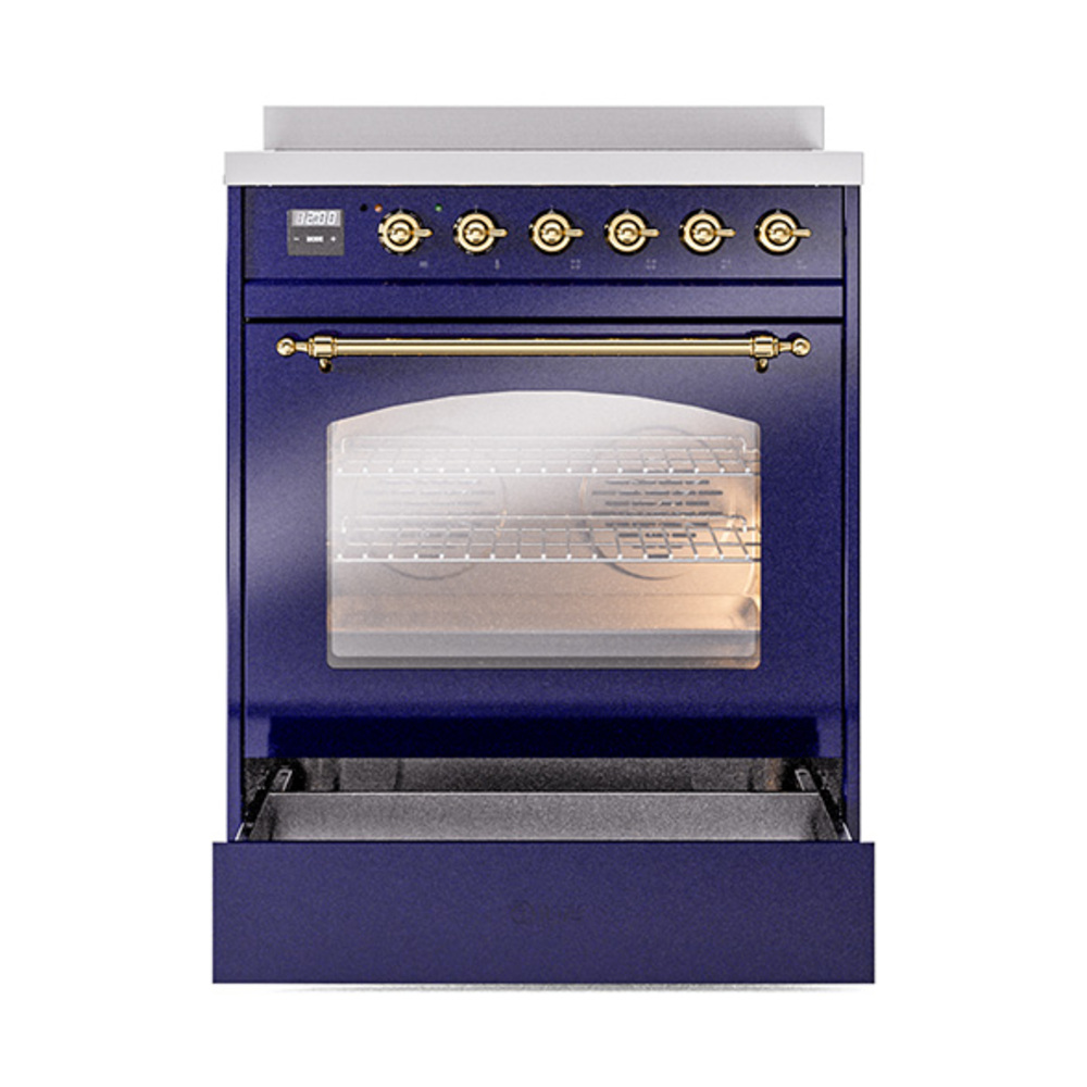 ILVE_UPI304NMPMBG_Nostalgie_II_30"_Dual_Fuel_Range_drawer_opened