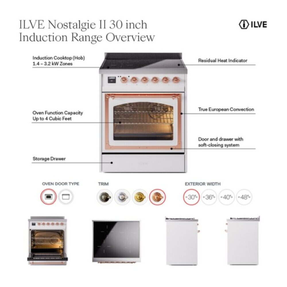 ILVE UPI304NMP Nostalgie II 30 inch Induction Range with 4 Elements