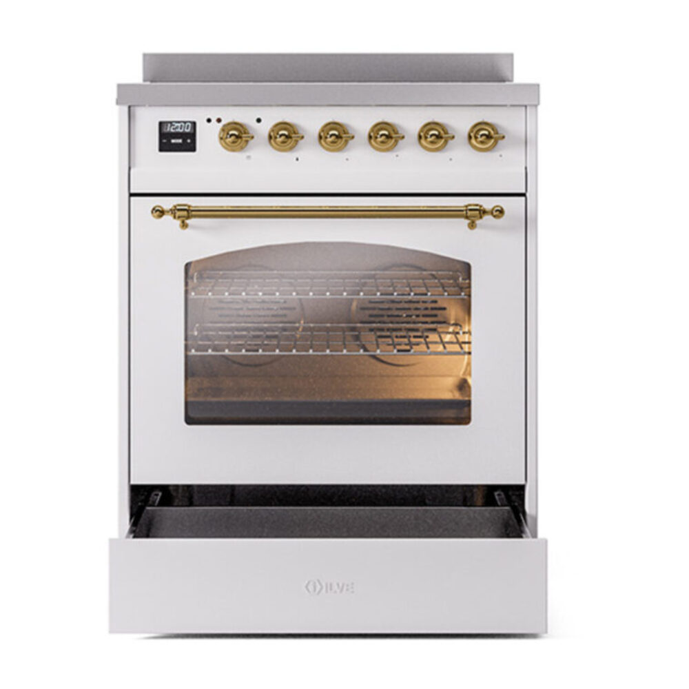 ILVE_UPI304NMPWHG_Nostalgie_II_30"_Dual_Fuel_Range_drawer_opened