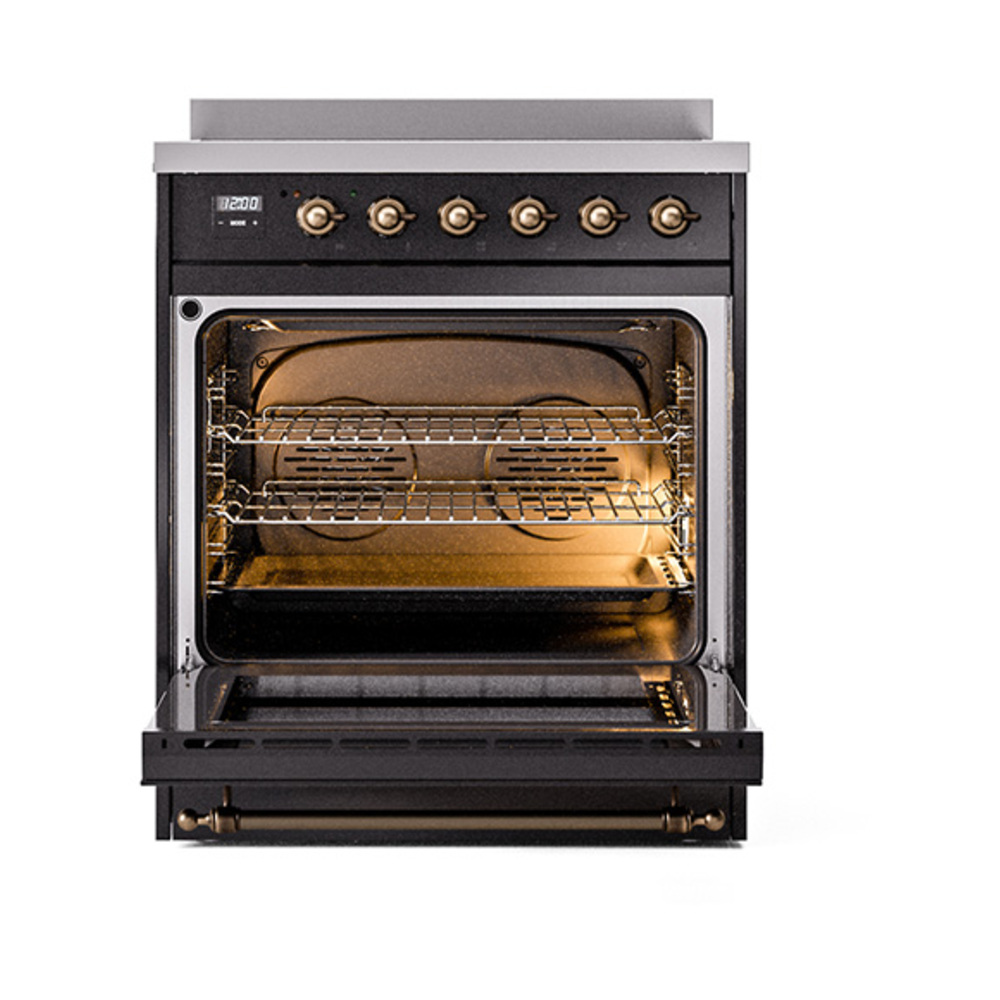 ILVE_UPI304QNMPBKB_Nostalgie_II_30"_Dual_Fuel_Range_oven_door_opened