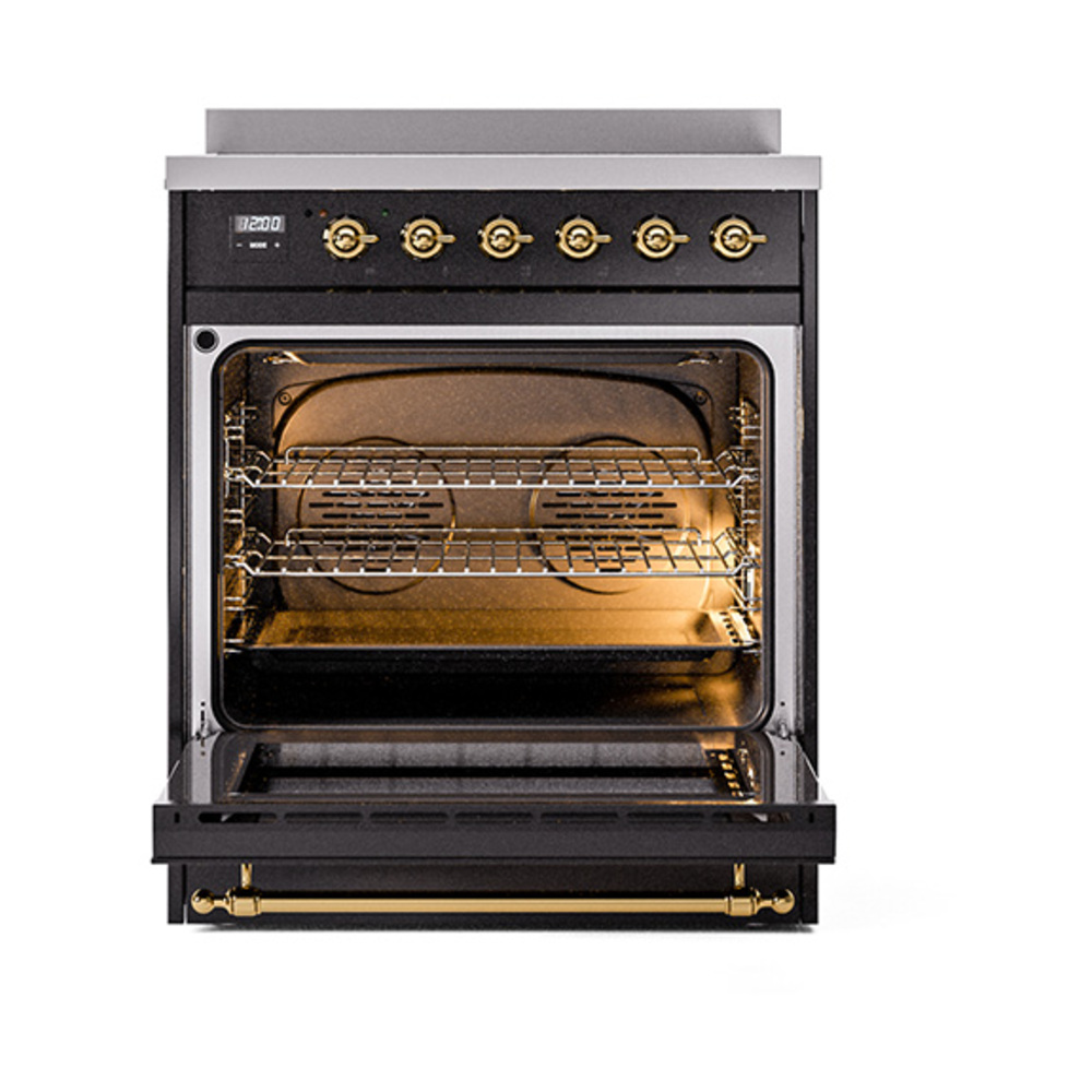 ILVE_UPI304QNMPBKG_Nostalgie_II_30"_Dual_Fuel_Range_oven_door_opened