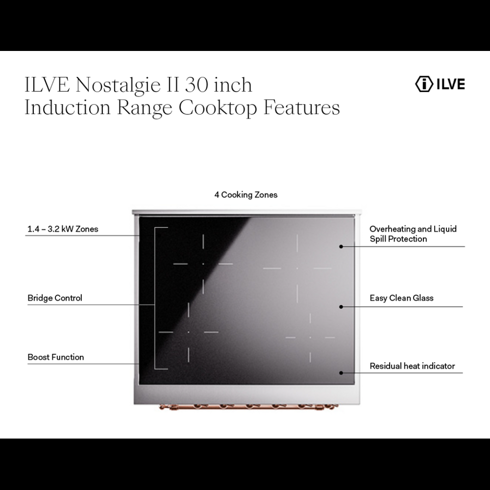 ILVE UPI304NMP Nostalgie II 30 inch Induction Range with 4 Elements