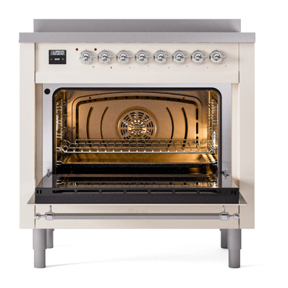 ILVE UPI366NMPAWC Nostalgie II 36" Induction Range, oven door opened