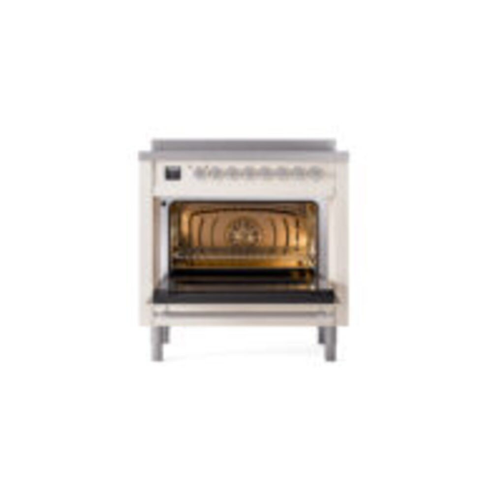 ILVE UPI366NMPAWC Nostalgie II 36" Induction Range, oven door opened